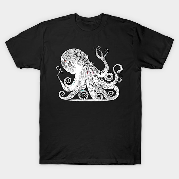 Cool octopus design with Aztec pattern T-Shirt by Unelmoija